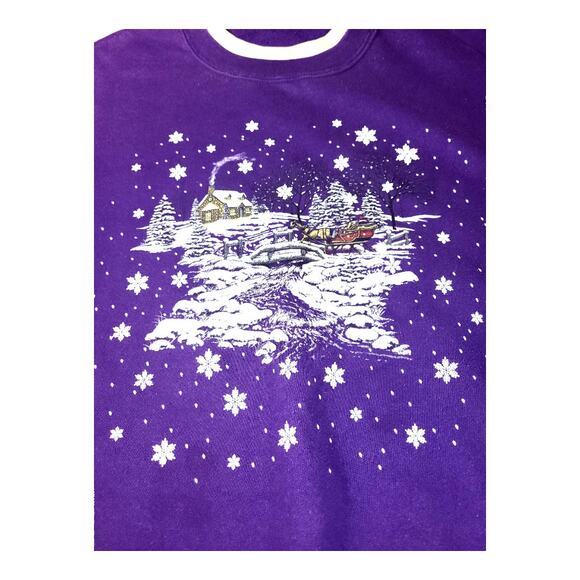 Vintage Pleasant Shade Double Crew Graphic Sweatshirt Winter Scenery Snow 3X - Picture 5 of 7